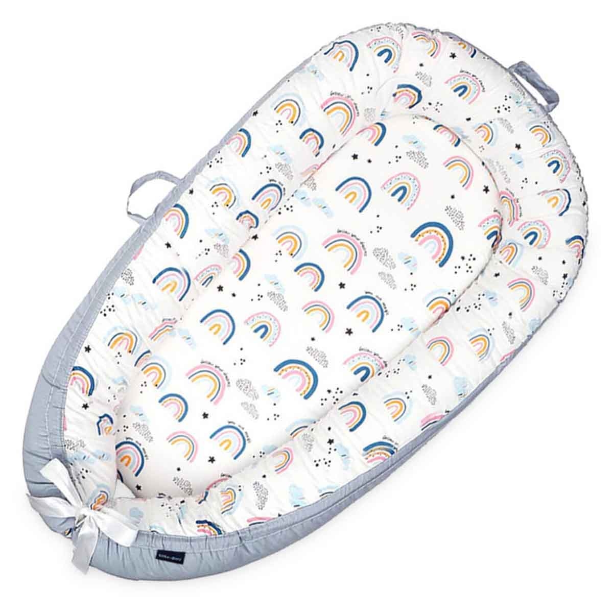 ليتل ستوري سرير استرخاء للمواليد بحشوة صن شاين رمادية قابلة للتنفس للأطفال 0-2 سنوات