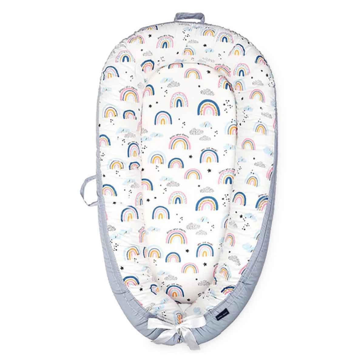 ليتل ستوري سرير استرخاء للمواليد بحشوة صن شاين رمادية قابلة للتنفس للأطفال 0-2 سنوات