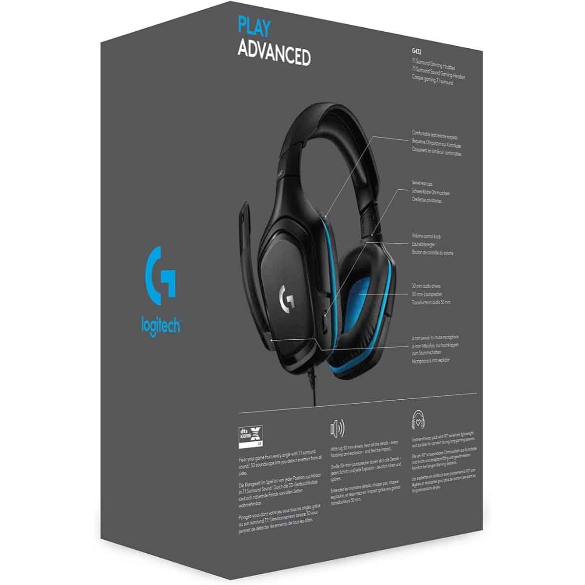 لوجيتك سماعة رأس سلكية للألعاب جي432 باللون الأسود