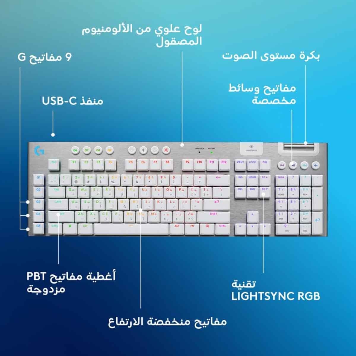 لوجيتك لوحة مفاتيح ألعاب لاسلكية جي915 إكس لايت سبيد
