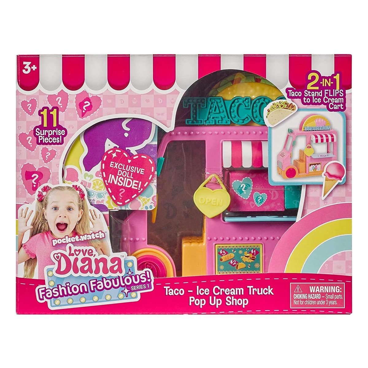 لوف، ديانا دمية بحجم 3.5 إنش ومجموعة لعب متنوعة للبنات من عمر 3 إلى 4 سنوات