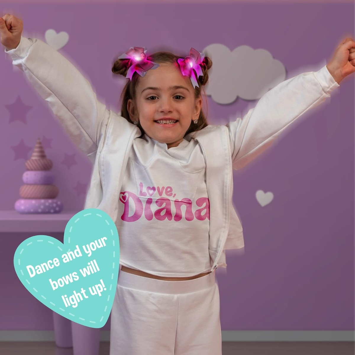 لوڤ ديانا أطواق شعر راقصة ولامعة متنوعة للبنات، 3-4 سنوات، مجموعة من 2