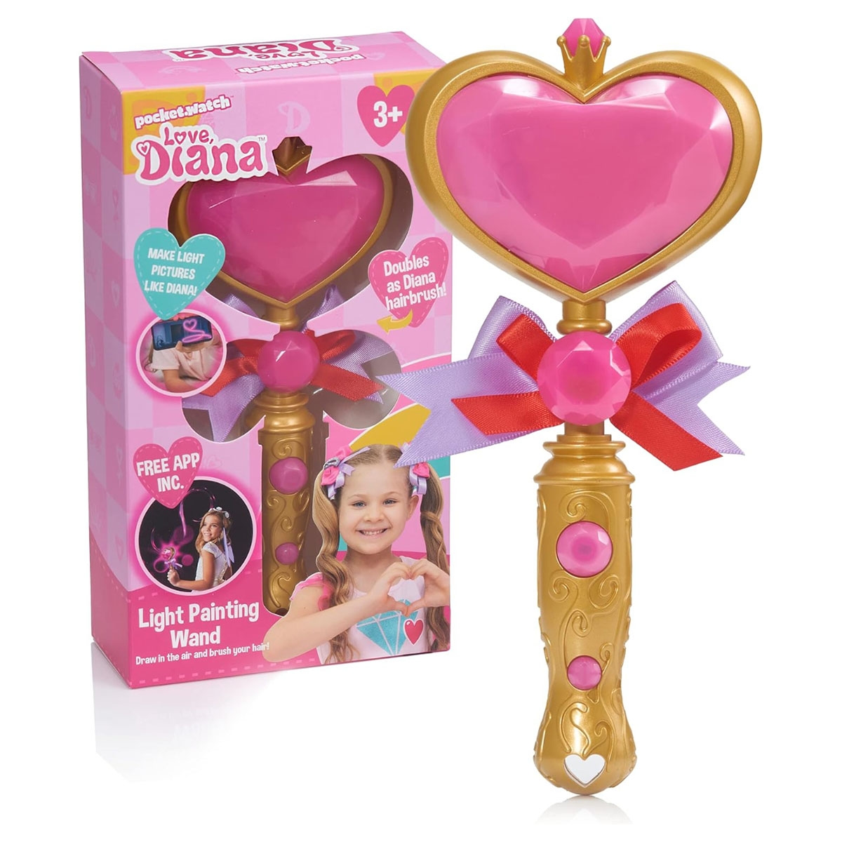 لوڤ ديانا عصا رسم مضيئة وفقاعات سحرية للبنات، 3-4 سنوات