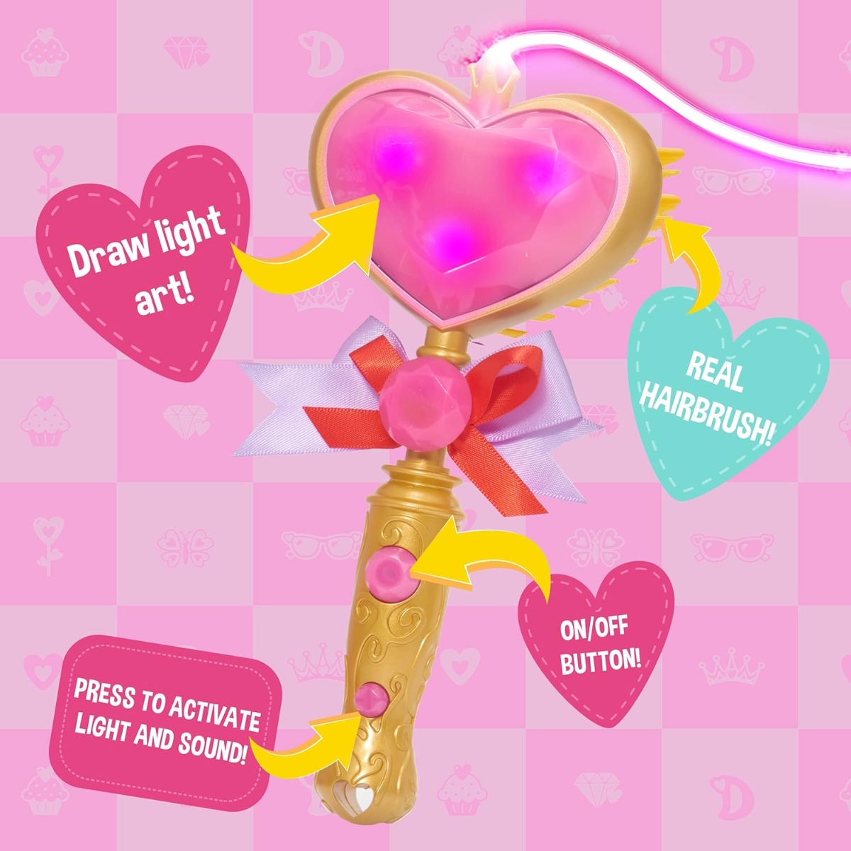 لوڤ ديانا عصا رسم مضيئة وفقاعات سحرية للبنات، 3-4 سنوات