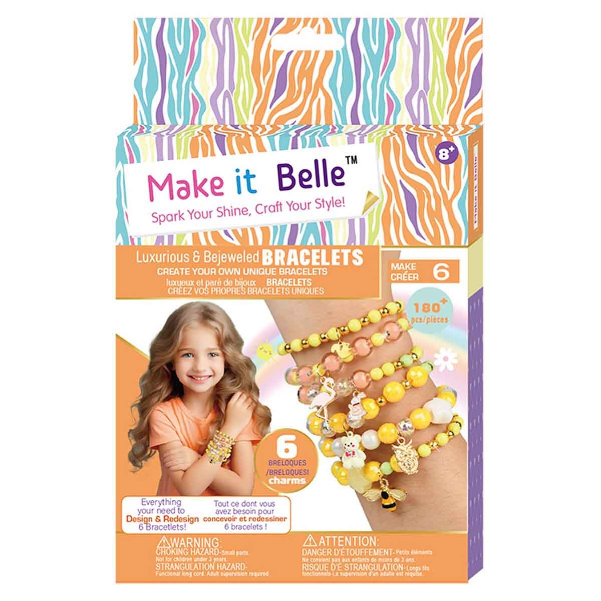 ميك إت بيل مجموعة أساور فاخرة مرصعة بالجواهر للتصميم الذاتي، للبنات، من عمر 8 إلى 10 سنوات