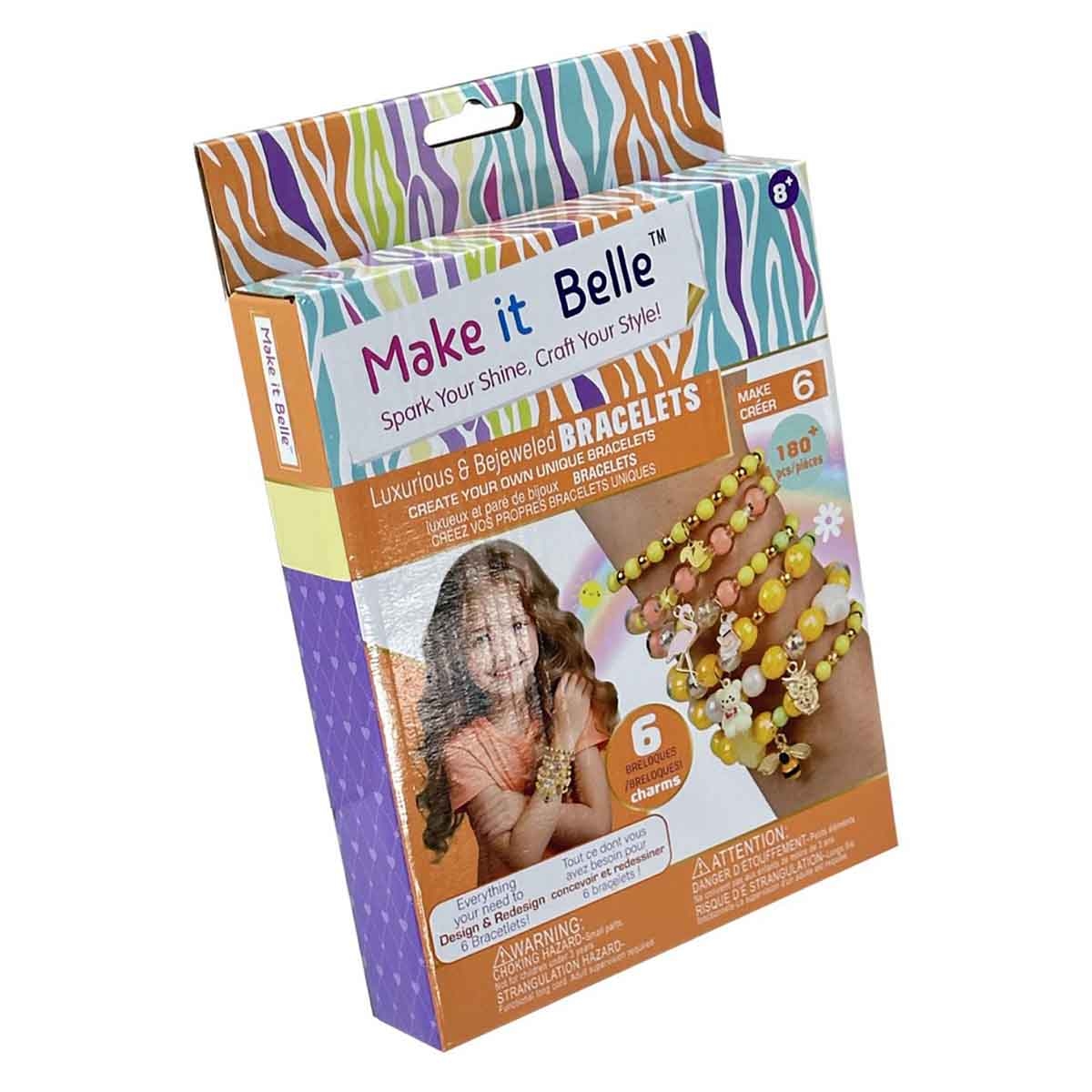 ميك إت بيل مجموعة أساور فاخرة مرصعة بالجواهر للتصميم الذاتي، للبنات، من عمر 8 إلى 10 سنوات