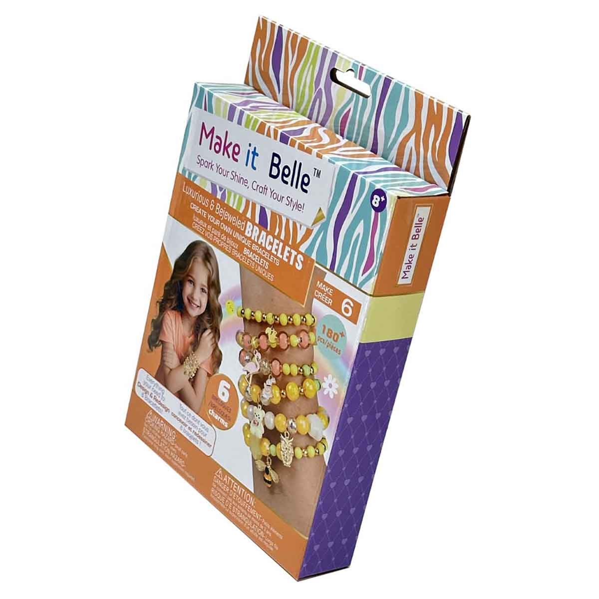 ميك إت بيل مجموعة أساور فاخرة مرصعة بالجواهر للتصميم الذاتي، للبنات، من عمر 8 إلى 10 سنوات