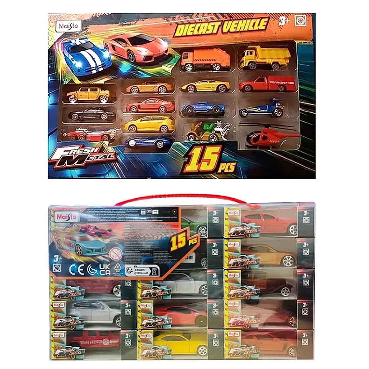 مايستو مجموعة مسار سباق رقم 8 للتركيب واللعب مع مركبة دايكاست فريش ميتال، للأولاد، 3-4 سنوات