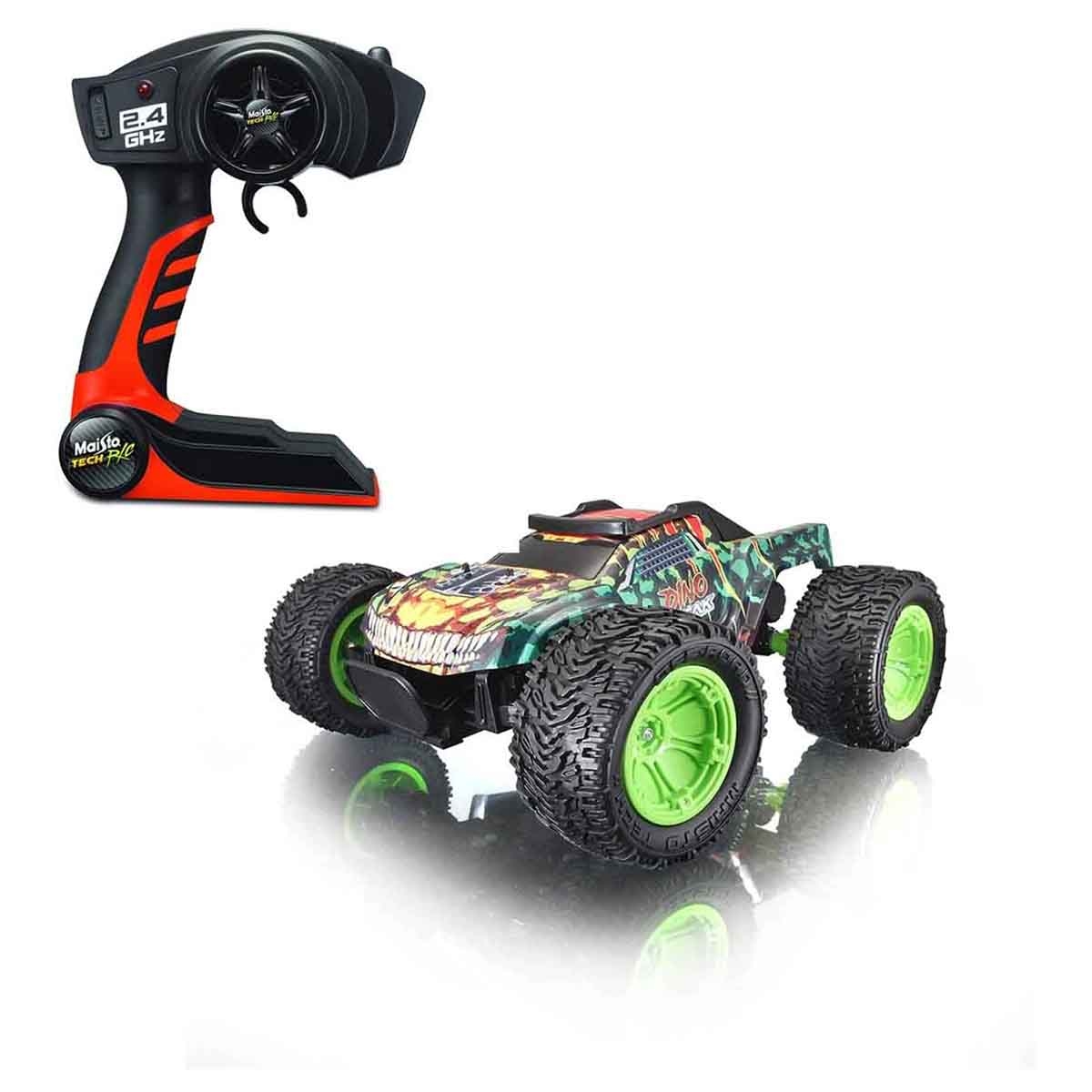 مايستو مجموعة تحدي المسار المزدوج للديناصور مع سيارة تحكم عن بعد هجوم الديناصور للطرق الوعرة، للأولاد، 8-10 سنوات