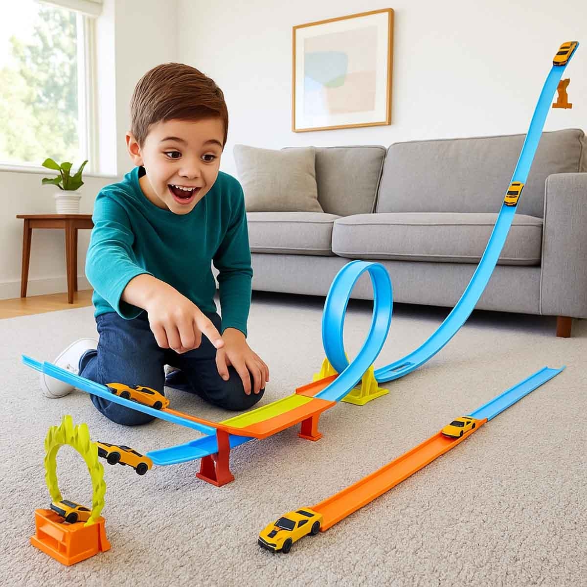 مايستو مجموعة مسار الحركات البهلوانية حلقة وإطلاق فريش ميتال 100 مع سيارة دايكاست فريش ميتال، للأولاد، 3-4 سنوات