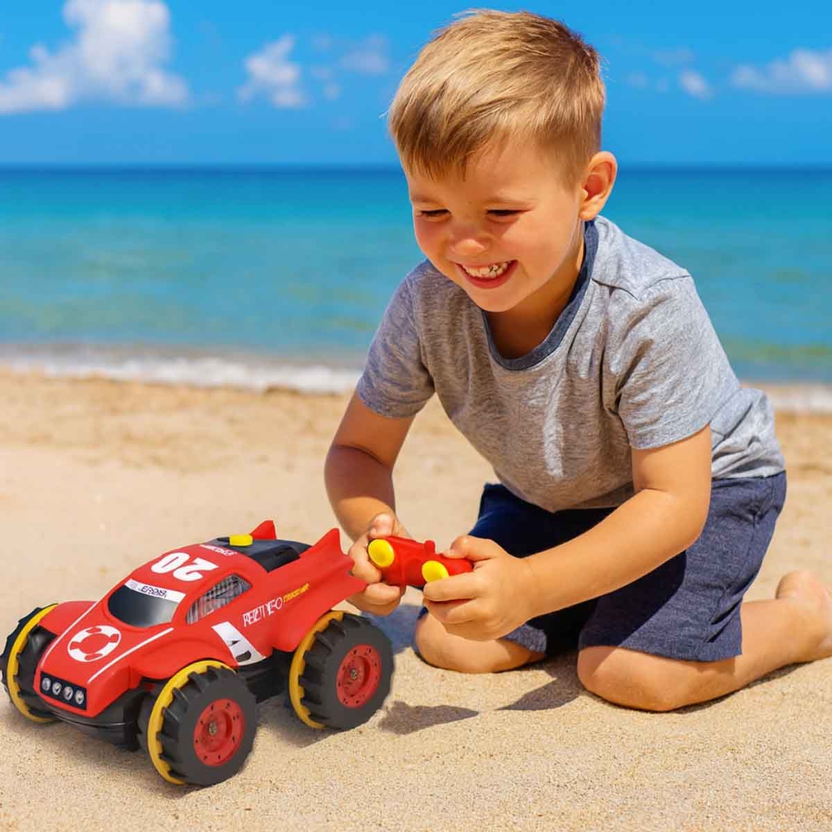 مايستو سيارة سيكلون أكوا ترياد حمراء بتحكم عن بعد للأولاد، من عمر 5 إلى 7 سنوات