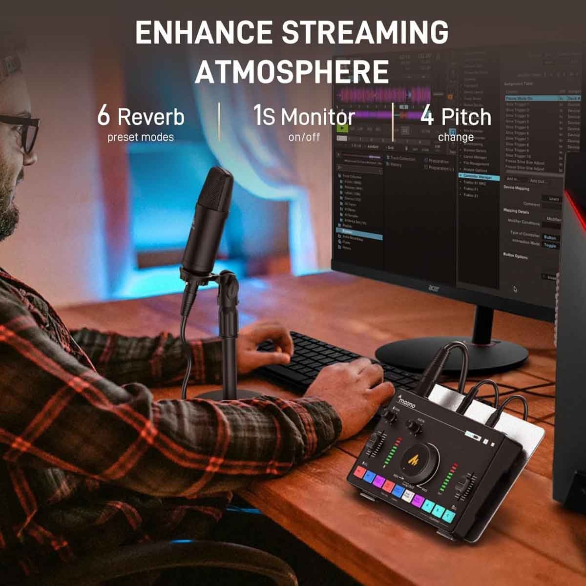 ماونوكاستر AMC2 NEO أسود ميكسر صوت للبث المباشر