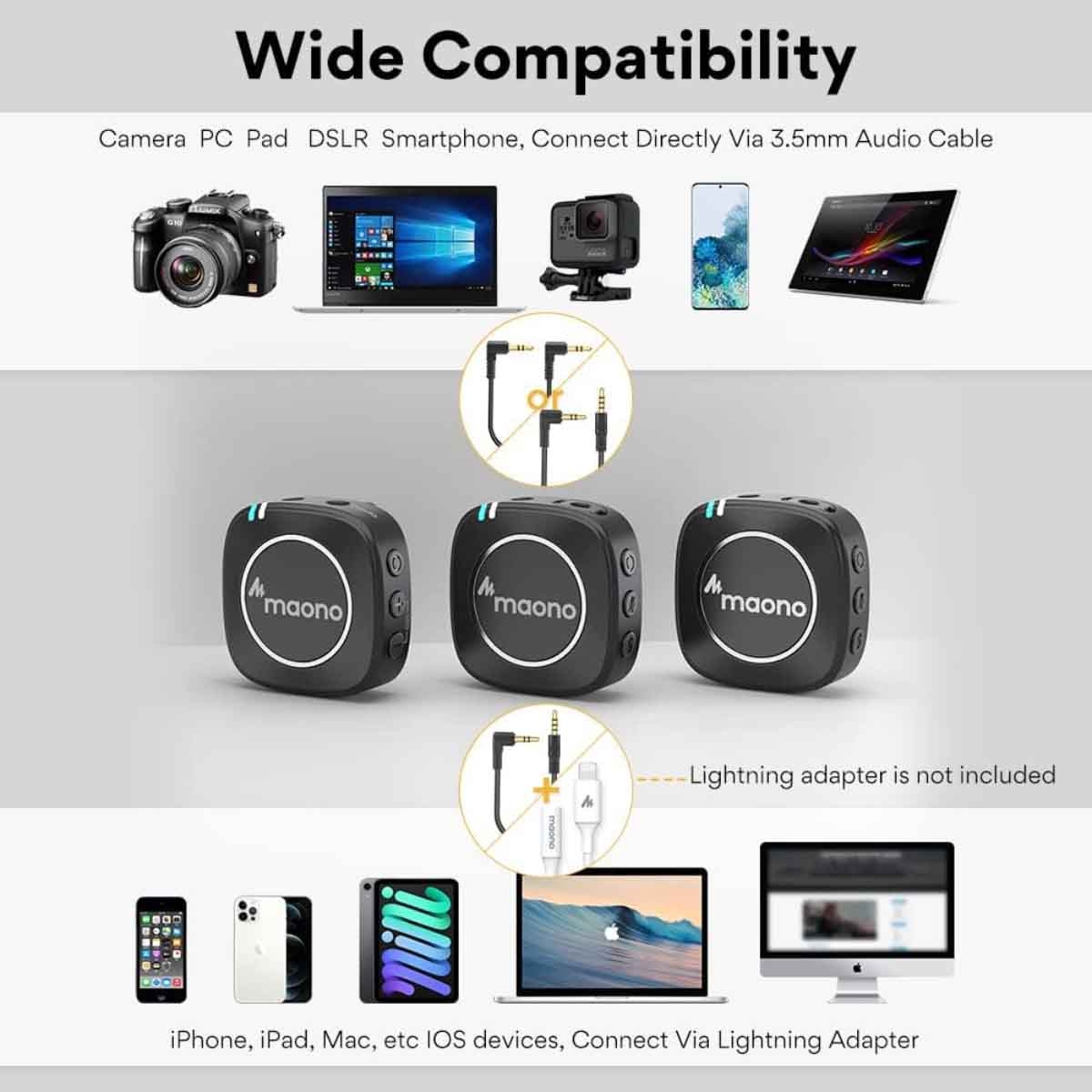 ماونوكاستر AU-WM820A2 ميكروفون لافالير لاسلكي لشخصين