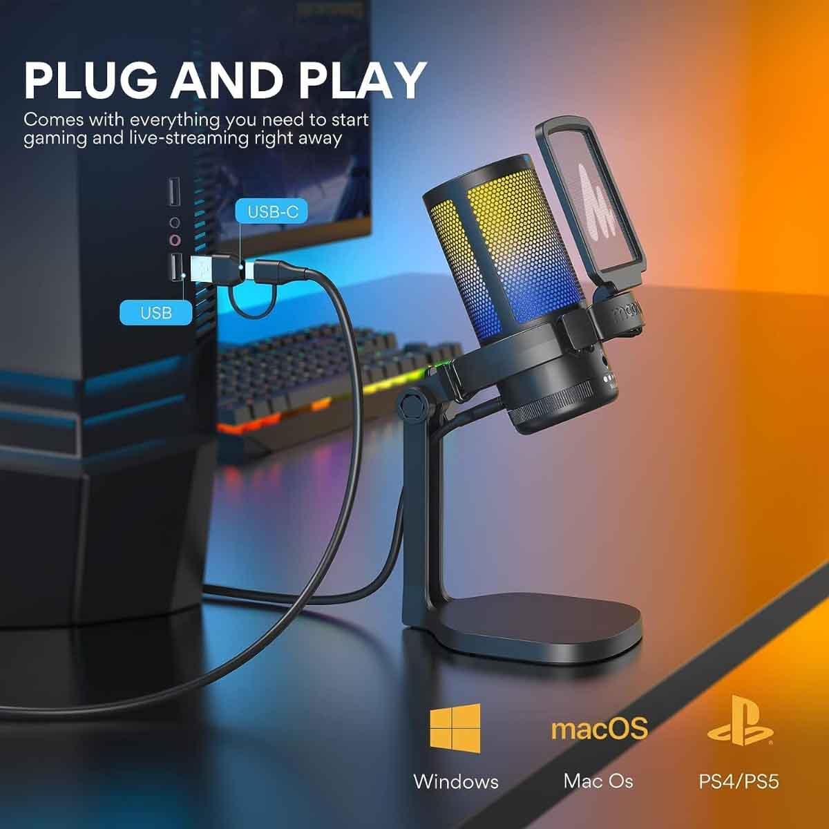 ماونوكاستر DM20 أسود مايك ألعاب RGB GamerWave USB