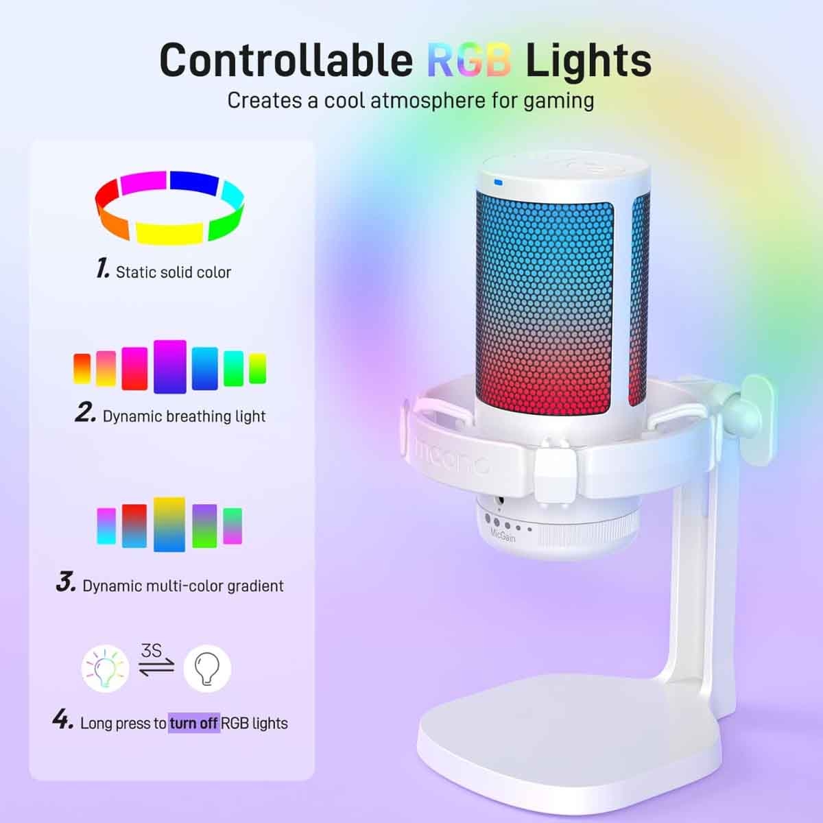 ماونوكاستر DM20 أسود مايك ألعاب RGB GamerWave USB