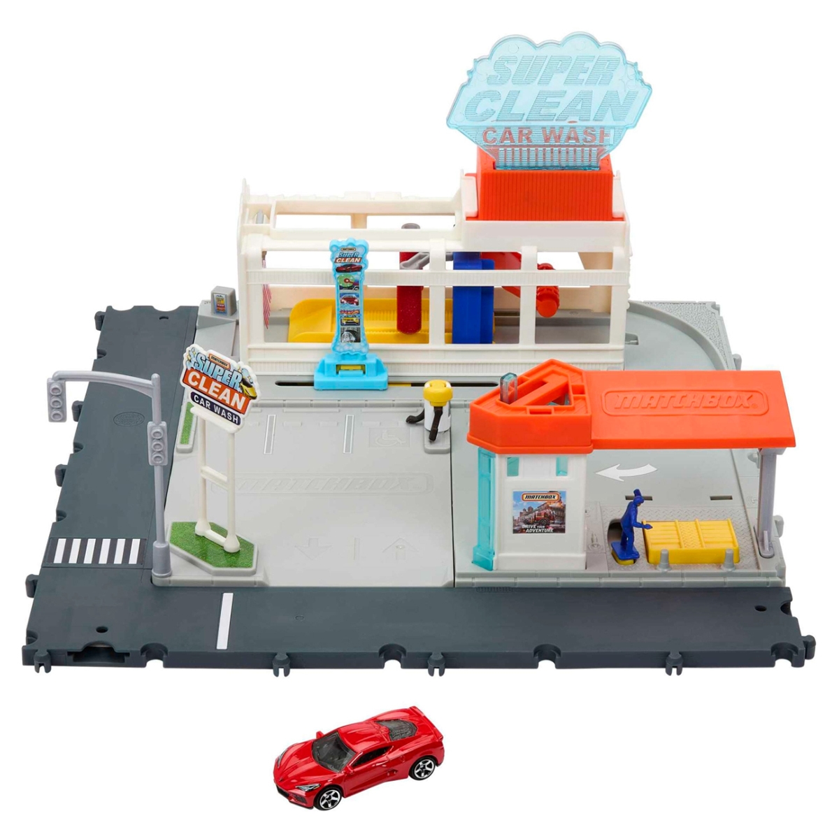ماتشبوكس مجموعة مغسلة سيارات سوبر كلين من أكشن درايفرز للجنسين، 3-4 سنوات