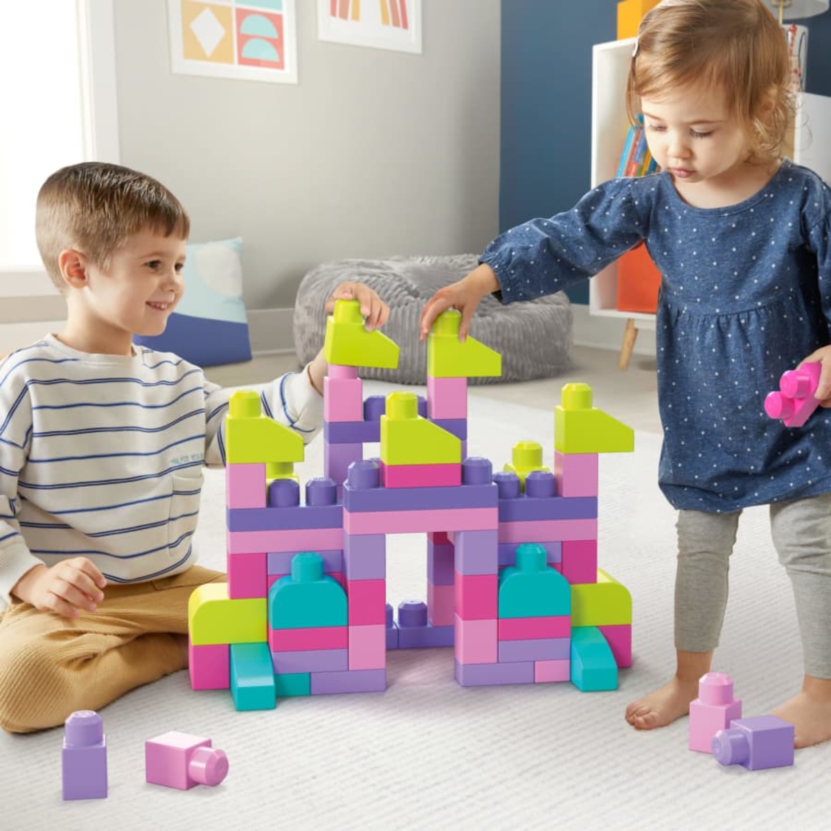 ميغا بلوكس فيشر برايس مجموعة مكعبات بناء وردية للأطفال، 0-2 سنوات