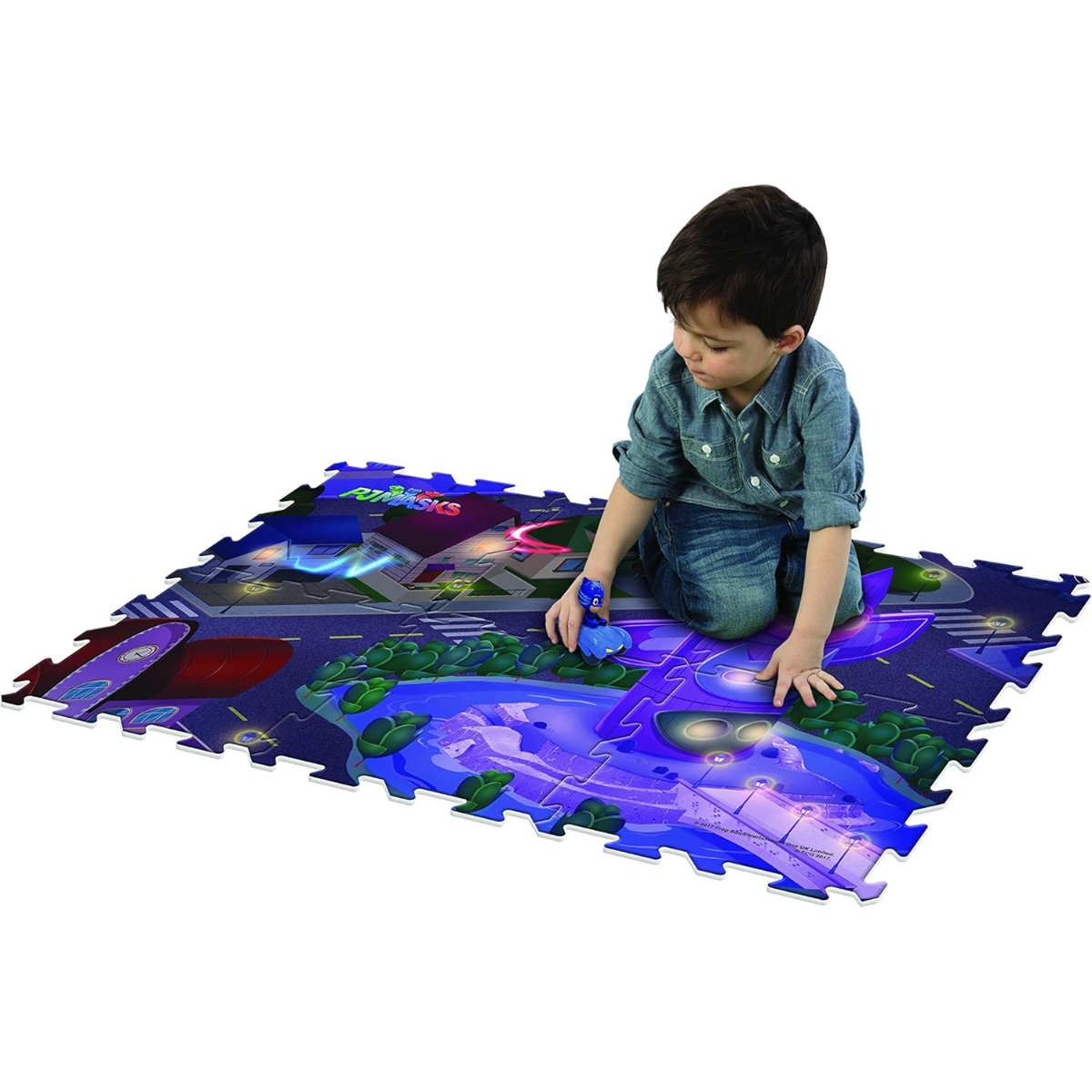 ميجا مات سجادة لعب 6 قطع PJ ماسكس مع مركبة للجنسين، 3-4 سنوات