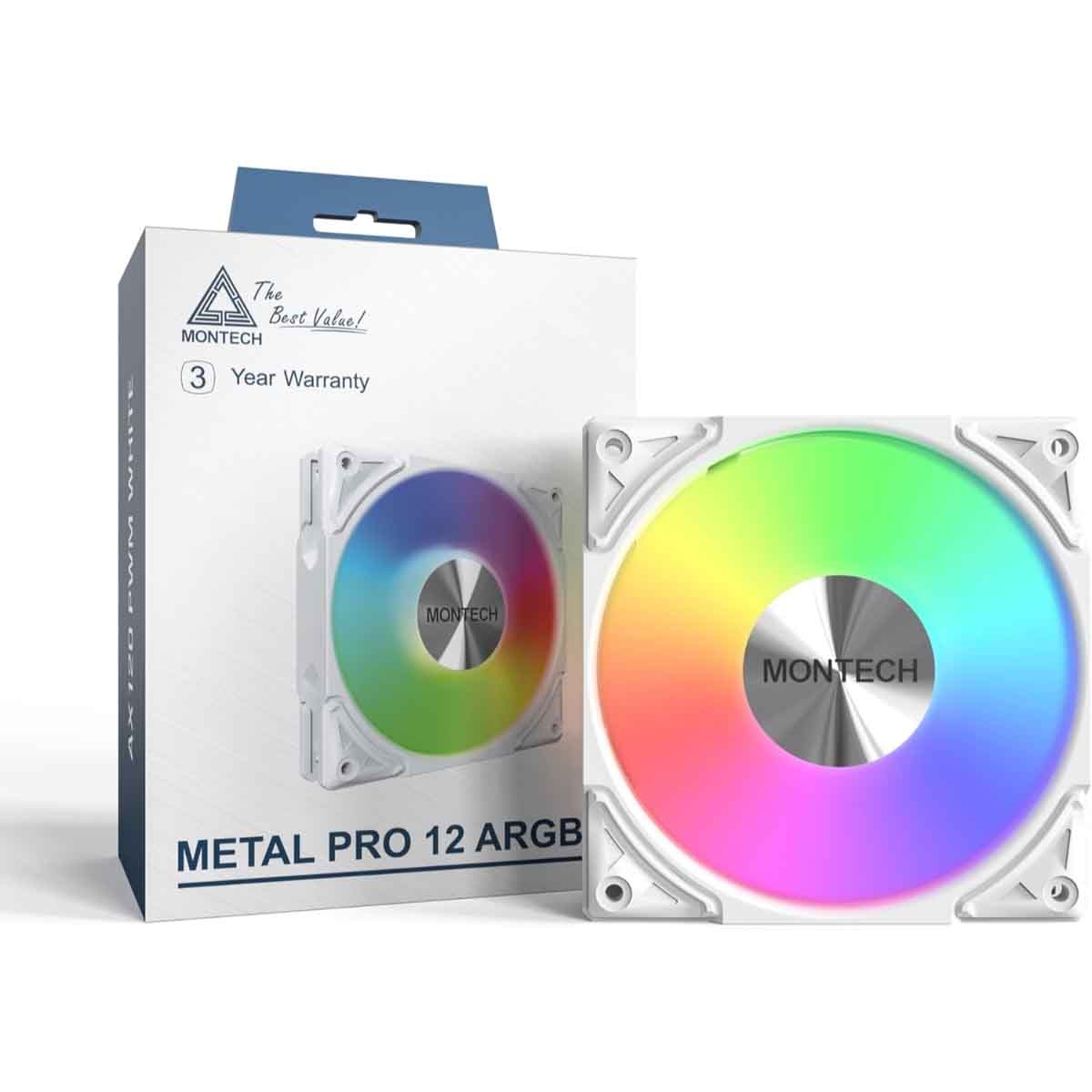 مونتك ميتال برو 12 أبيض ARGB مروحة تبريد