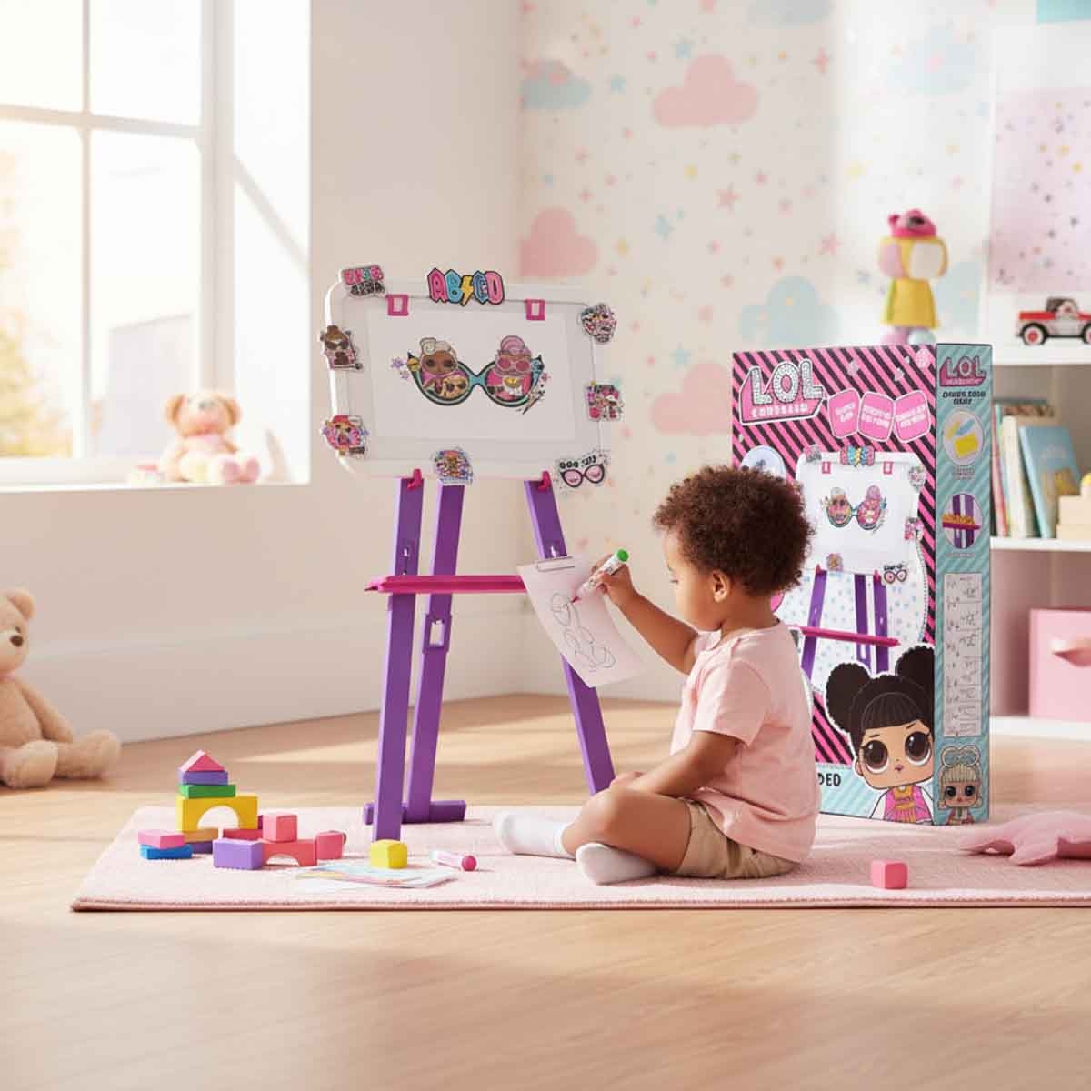 إل أو إل سيربرايز سبورة مزدوجة الوجه للبنات، 3-4 سنوات