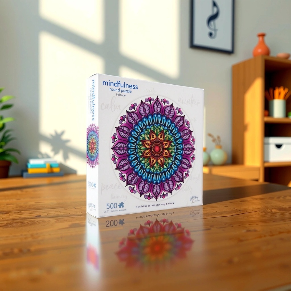 مايندفول ليفينغ أحجية جغسو مستديرة ماندالا للتوازن واليقظة للجنسين، 5-7 سنوات
