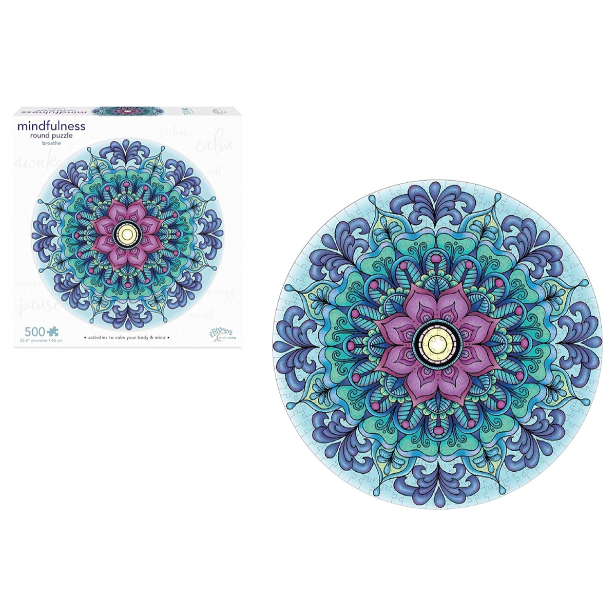 مايندفول ليفينغ أحجية جغسو مستديرة ماندالا للتنفس واليقظة للجنسين، 5-7 سنوات