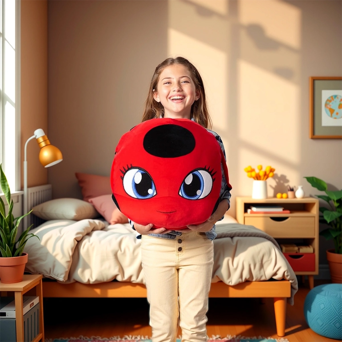 ميراكولوس وسادة محشوة ليدي باغ تيكي بحجم 14.8 إنش للبنات، 3-4 سنوات