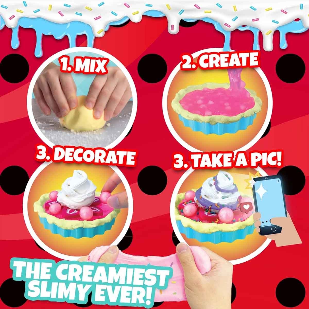 ميراكيولس مجموعة طقم سلايم كيك عيد ميلاد مع زورو راينبوكورن فلاشيز وسلايم بينغسو من كومباوند كينغز مجموعة، للبنات، 5-7 سنوات