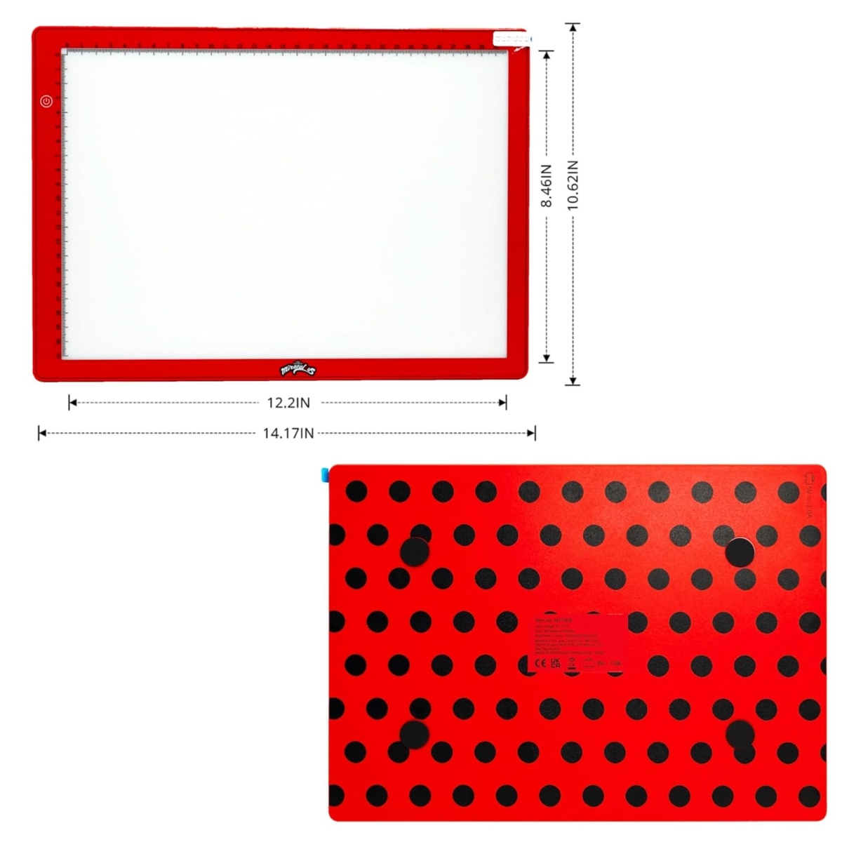 ميراكولوس ليدي باغ مجموعة رسم لوح إضاءة LED محمول بحجم A4 للبنات، 5-7 سنوات