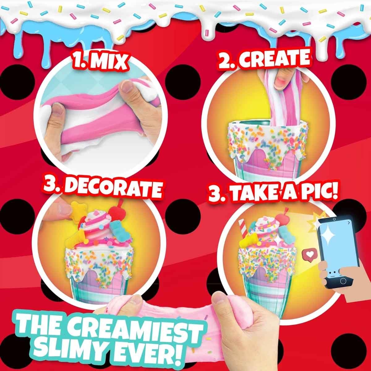 ميراكيولس مجموعة سلايم ميلك شيك وطقم صنع دوناتس سلايمي مع ماكرون سلايمي مجموعة، للبنات، 5-7 سنوات