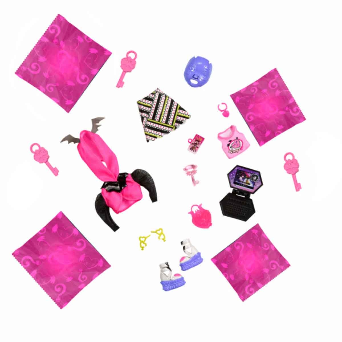 مونستر هاي دمية دراكولورا من سلسلة سكالتيميتس سيكريتس نيون فرايتس للبنات، 3-4 سنوات