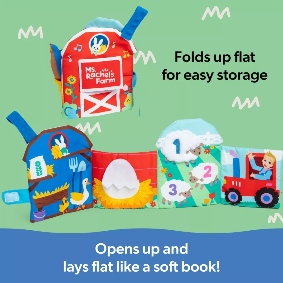 مس ريتشل أوفيشيال كتاب قماشي التعلم الحسي للمزرعة للأطفال الصغار 0-2 سنوات