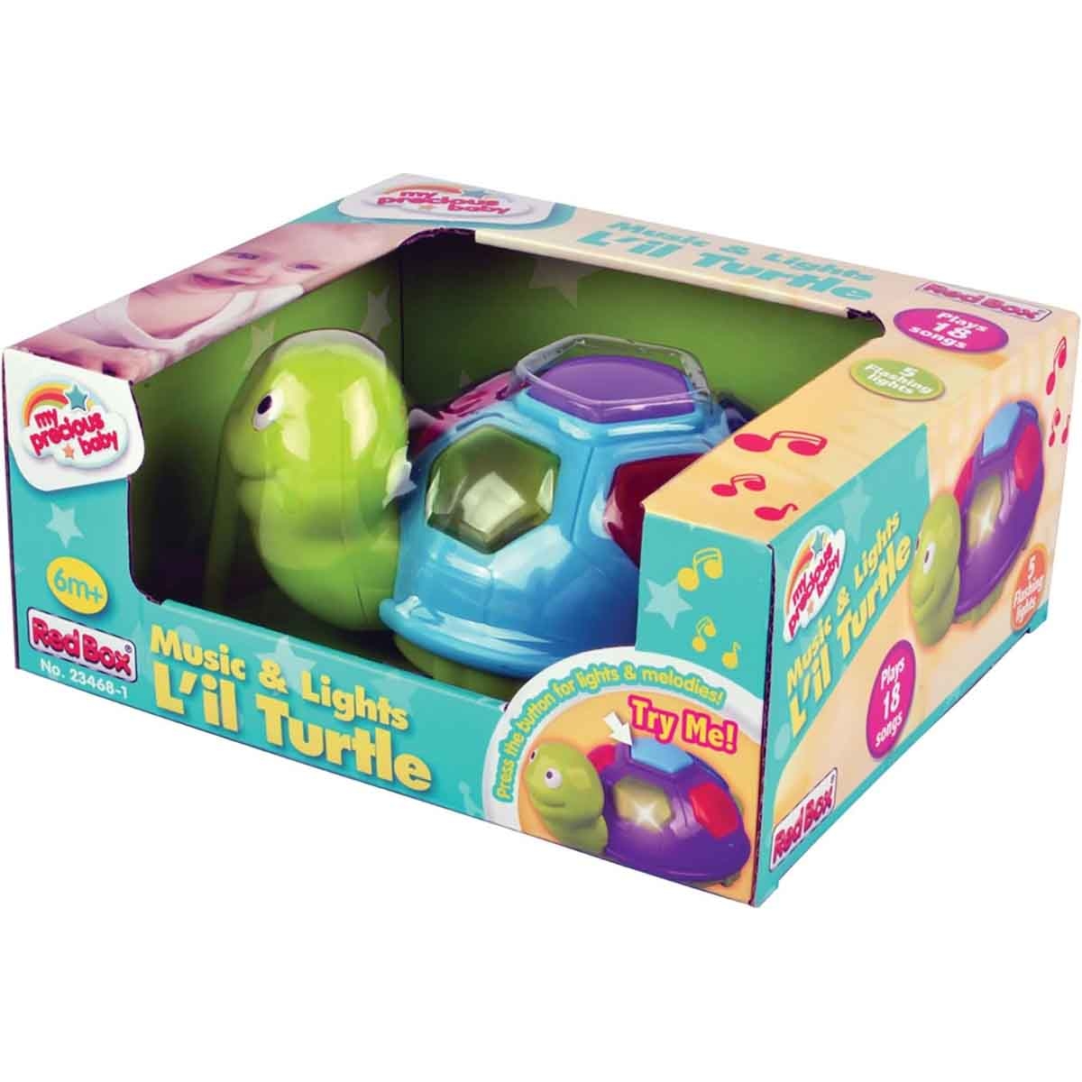 ريد بوكس لعبة سلحفاة صغيرة مع موسيقى وأضواء للأطفال من عمر 0-2 سنوات