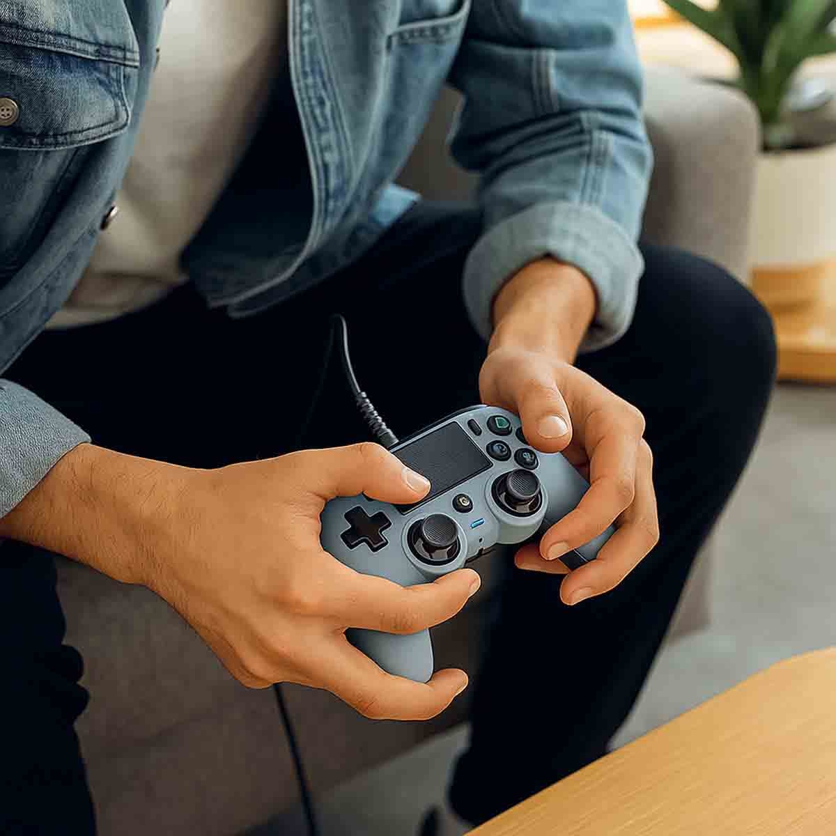 ناكون وحدة تحكم ألعاب سلكية مدمجة رمادي بلايستيشن 4