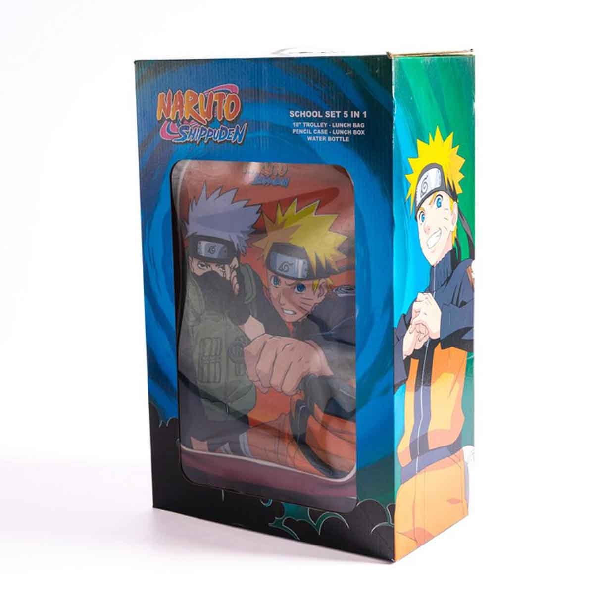 ناروتو مجموعة حقيبة ترولي باللون العنابي مقاس 18 انش مع حقيبة غداء ومقلمة وزجاجة مياه وصندوق طعام