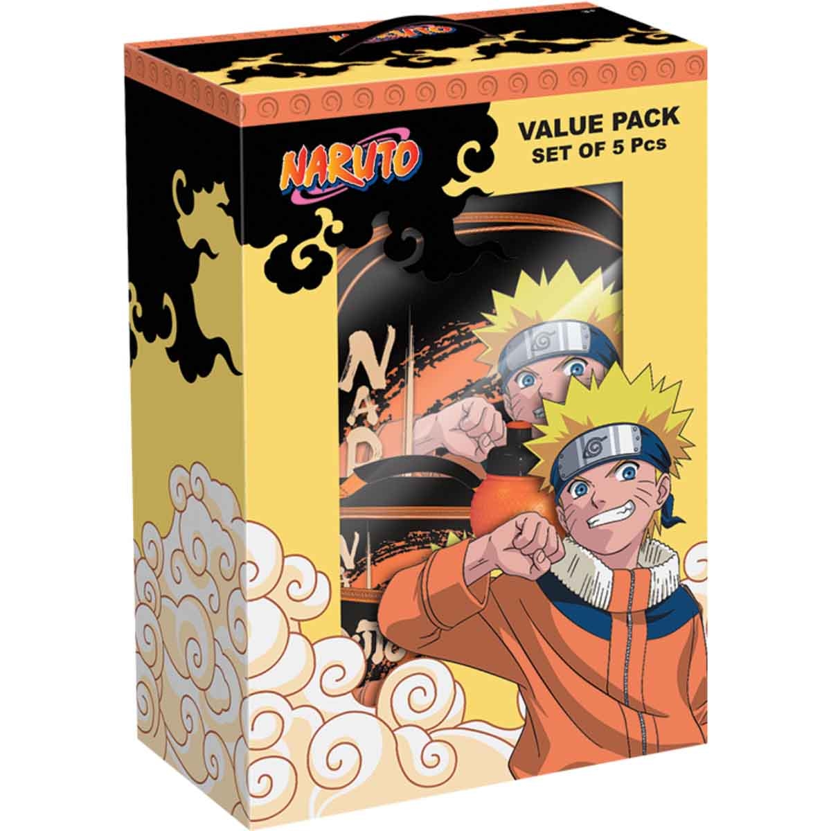 ناروتو مجموعة حقيبة ترولي 5 في 1 مقاس 14 انش مع صندوق غداء وزجاجة ومقلمة وحقيبة غداء