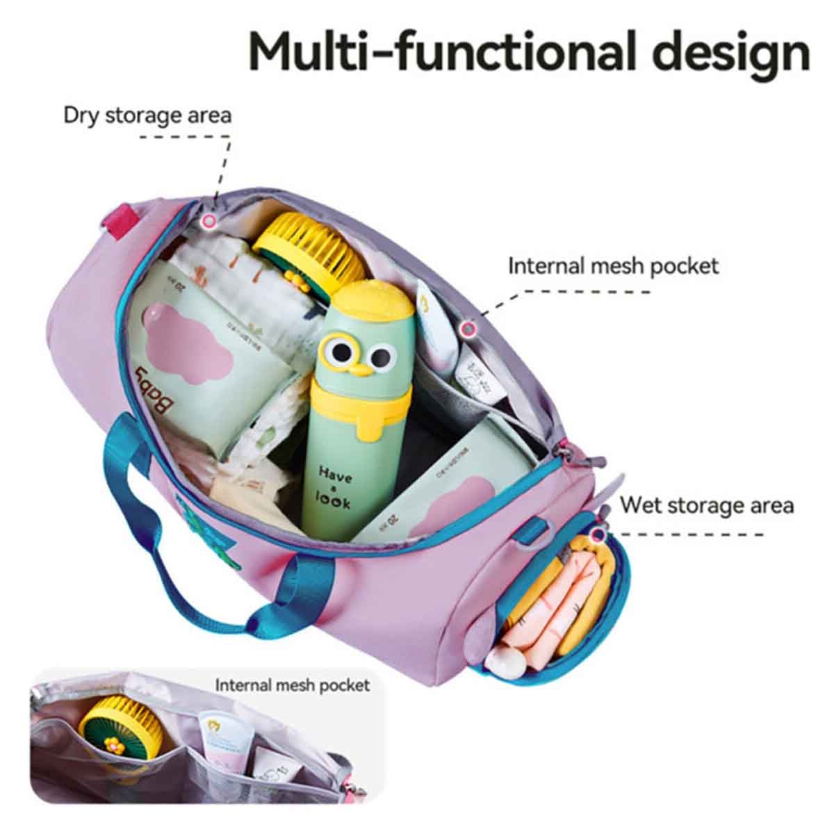 نوهو حقيبة كتف للأطفال على شكل حورية البحر باللون الأرجواني