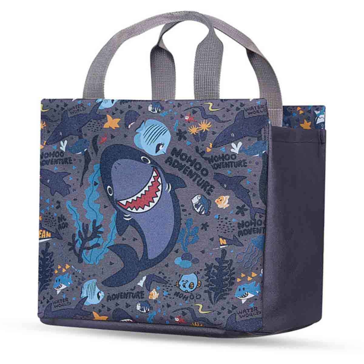 نوهو حقيبة غداء/يد للأطفال بتصميم سمكة القرش