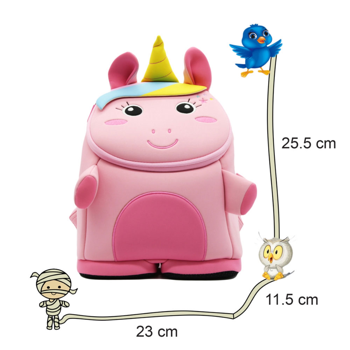 نوهو حقيبة ظهر يونيكورن ثلاثية الأبعاد بتصميم الغابة باللون الوردي للجنسين من عمر 3 إلى 4 سنوات