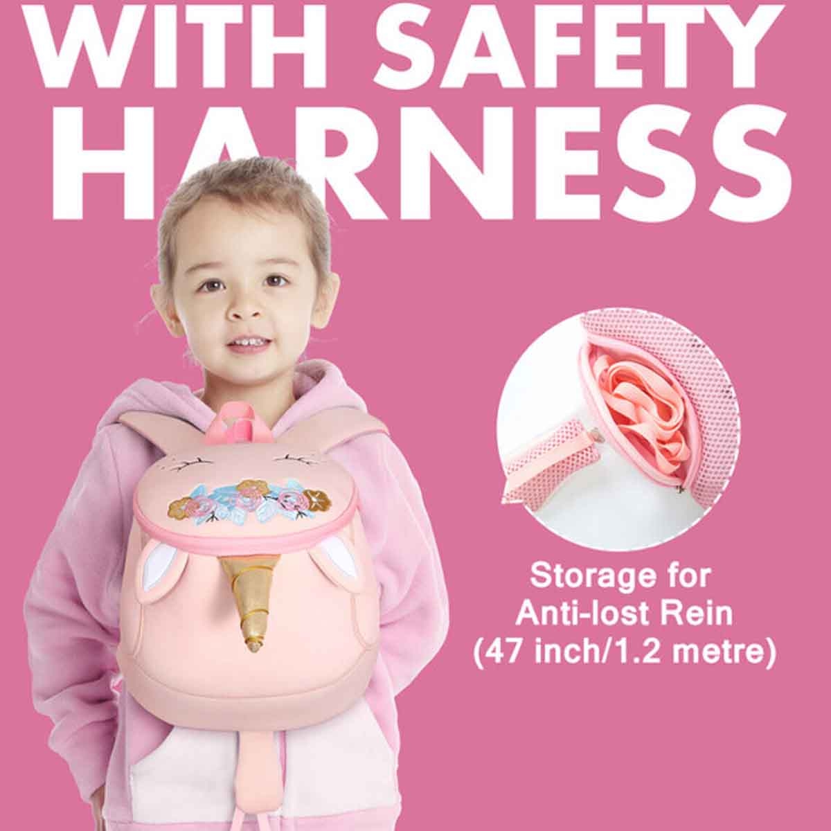 نوهو حقيبة ثلاثية الأبعاد ما قبل المدرسة يونيكورن كبيرة باللون الوردي للجنسين 3-4 سنوات