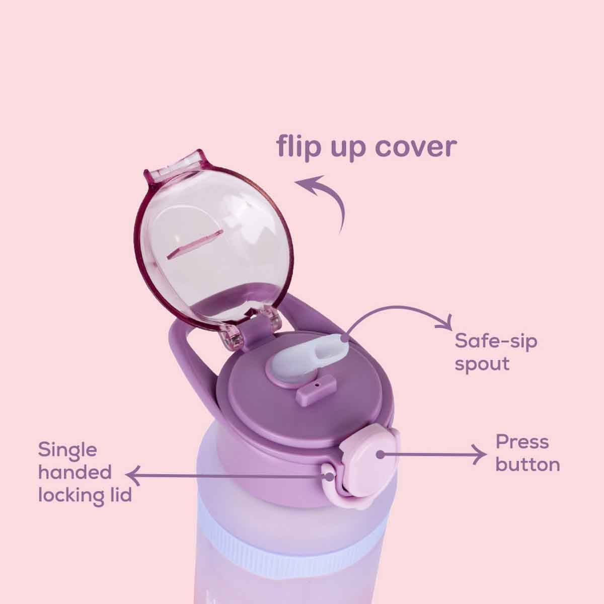 نوفا كيدز زجاجة ماء 1 لتر بنفسجي مع شفاط للجنسين، 3-4 سنوات