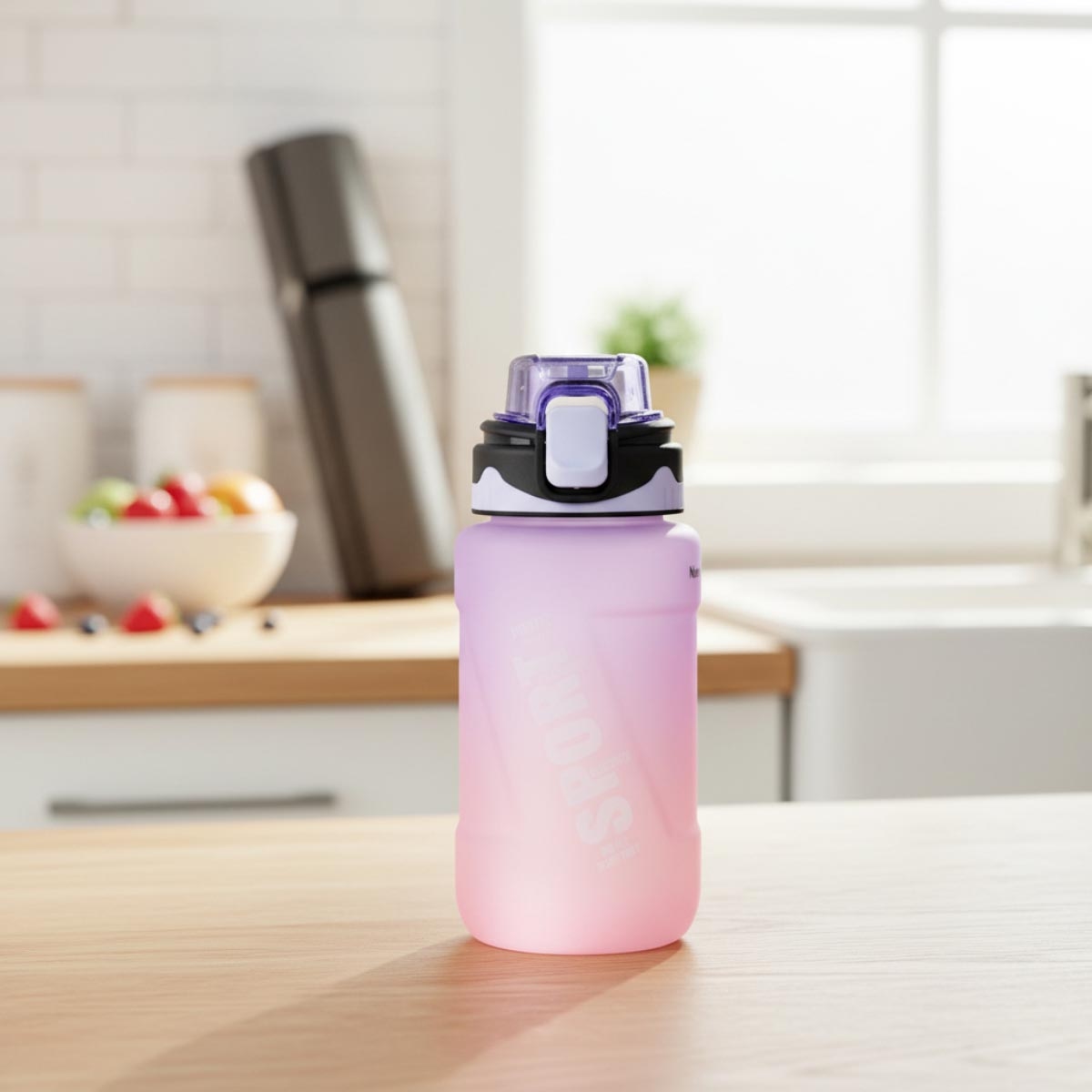 زجاجة مياه نوفا للأطفال سعة 550 مل باللون البنفسجي مع ماصة