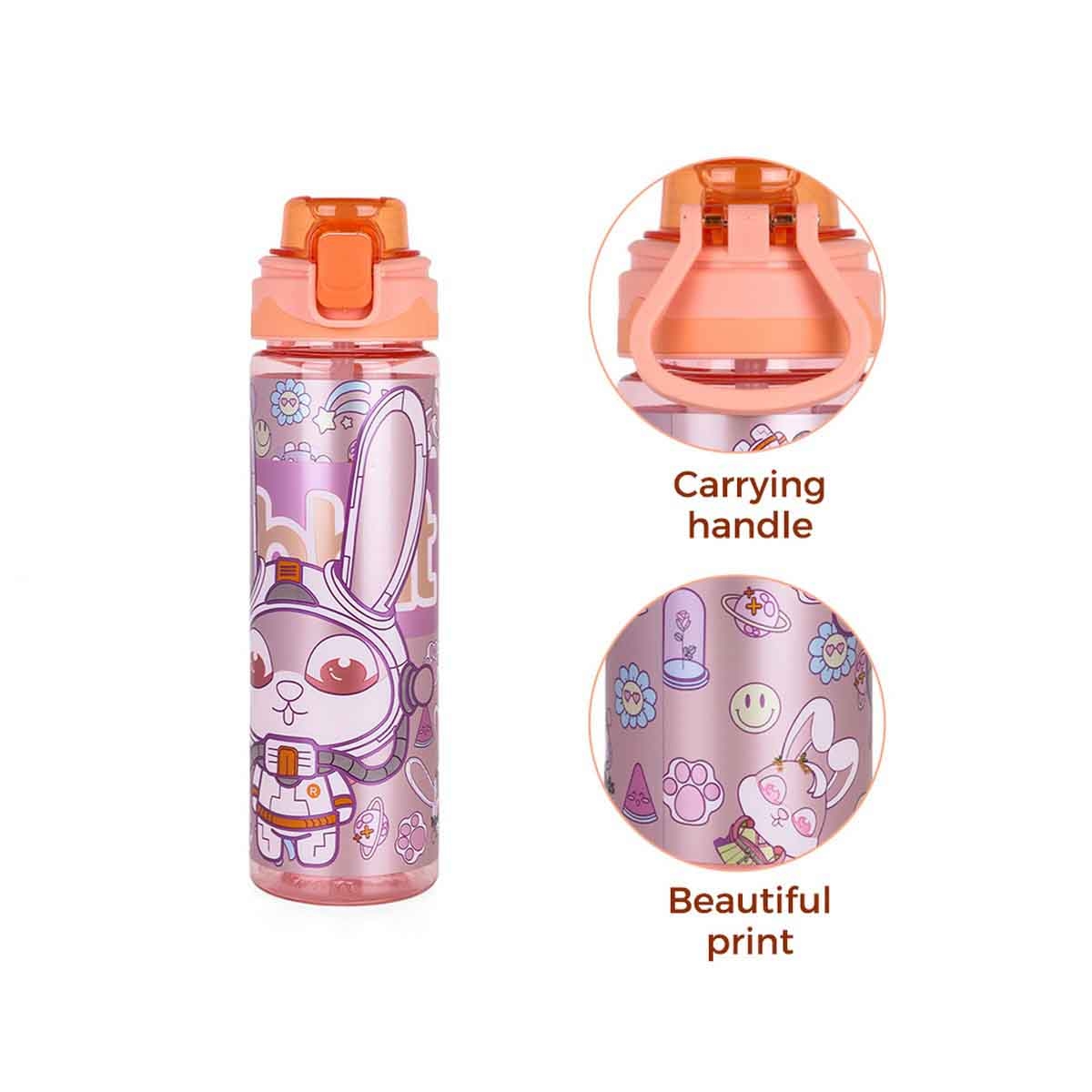 نوفا كيدز زجاجة ماء 700 مل برتقالي مع شفاط للجنسين، 3-4 سنوات