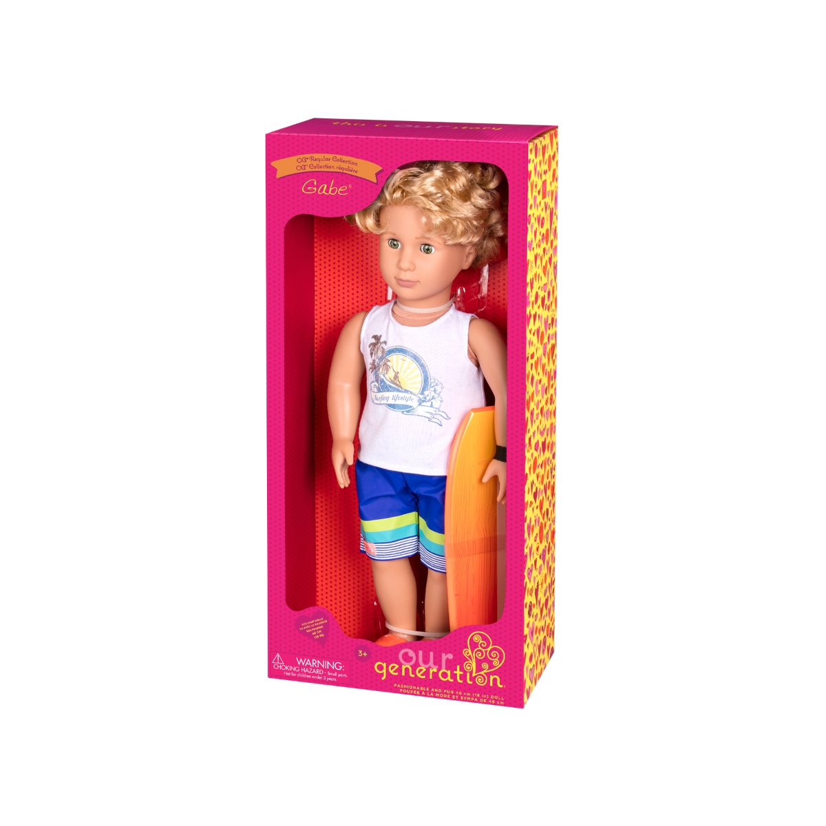أور جينيريشن دمية الصبي غيب راكب الأمواج 18 إنش مع الإكسسوارات للجنسين، 3-4 سنوات