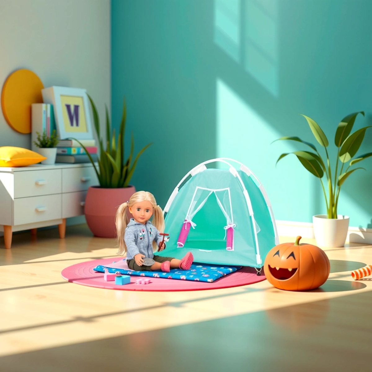 أور جينيريشن مجموعة خيمة التخييم وإكسسوارات الدمية للبنات، 3-4 سنوات