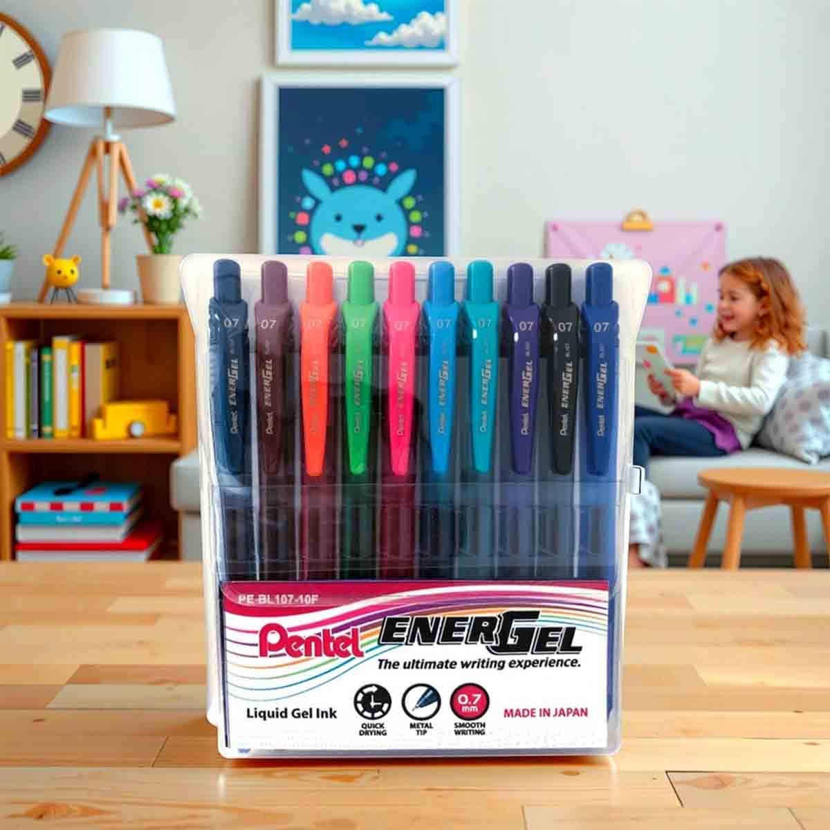 بنتل قلم حبر دوار إينرجل إكس بطرف معدني 0.7 ملم، مجموعة من 10