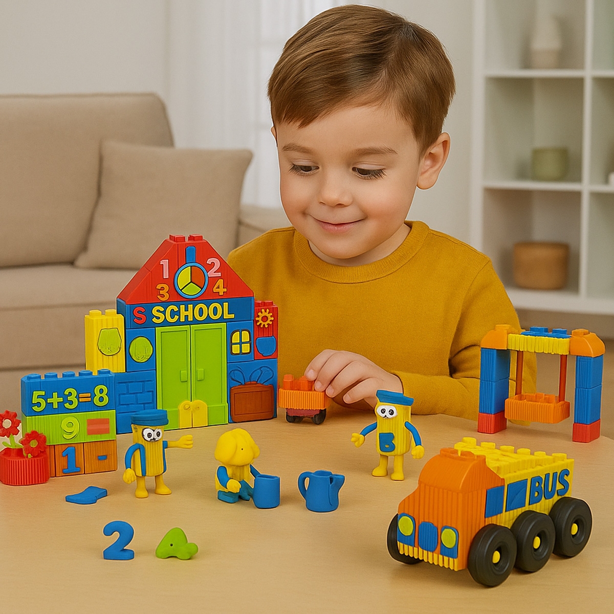 بلاي-دو مجموعة لعب وتعلم بلوكس المدرسة للجنسين، 3-4 سنوات