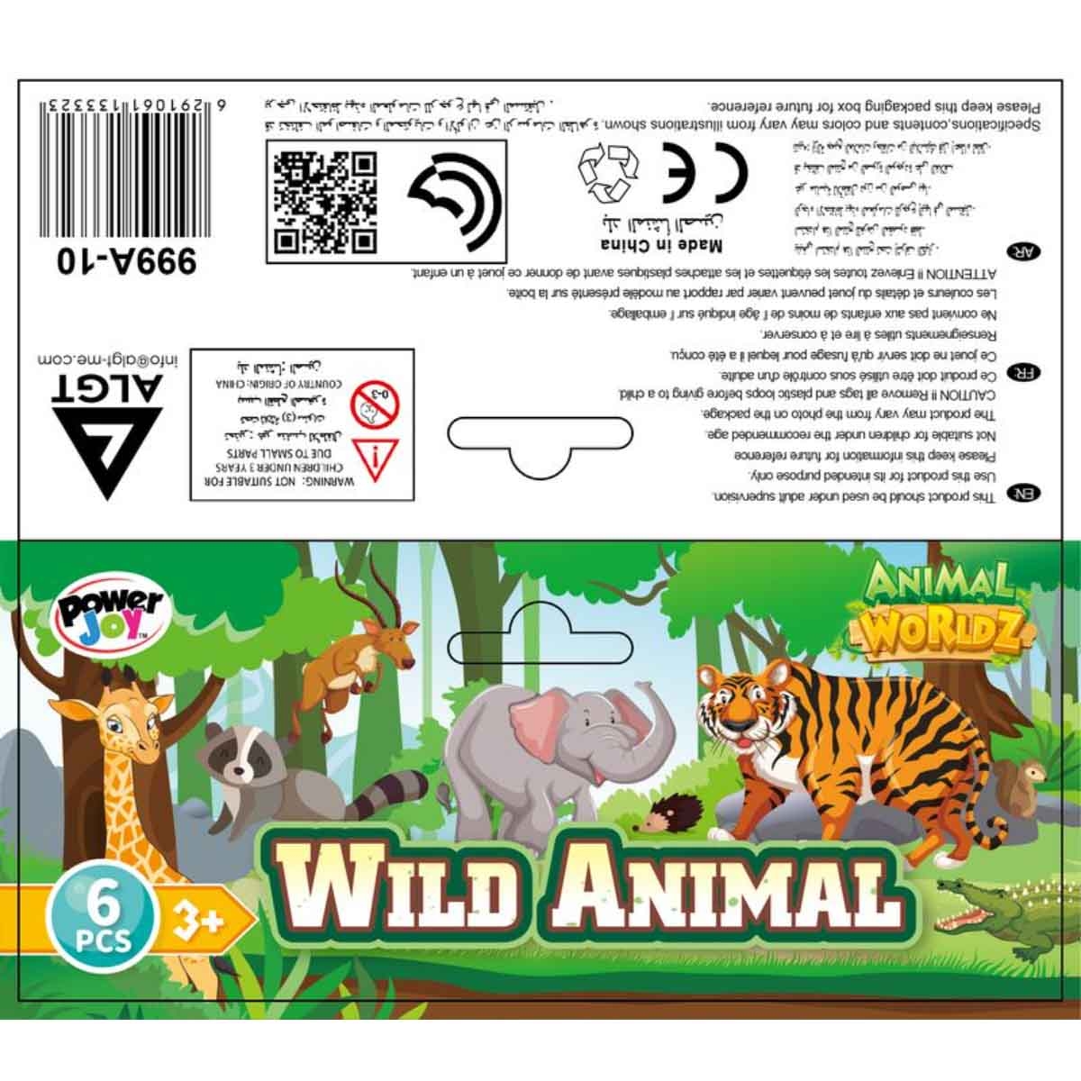 باور جوي مجموعة حيوانات سفاري واقعية من عالم الحيوانات متنوعة 6-قطع مقاس 4 انش للأطفال للجنسين، 3-4 سنوات