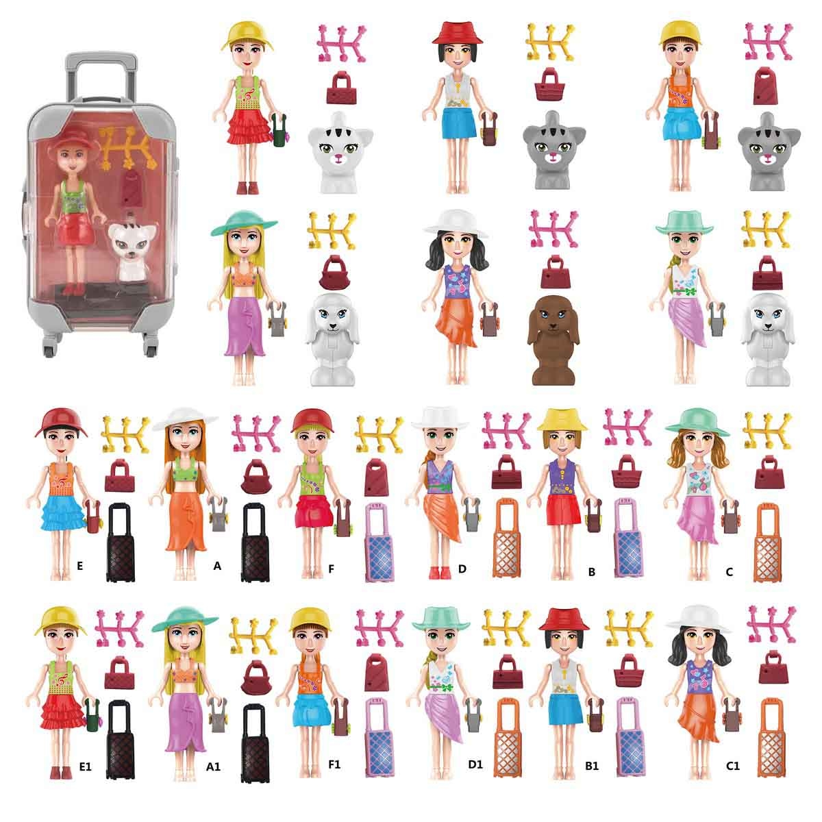 باور جوي ليلى حقيبة ترولي صغيرة مع دمية متنوعة للبنات، عمر 3-4 سنوات