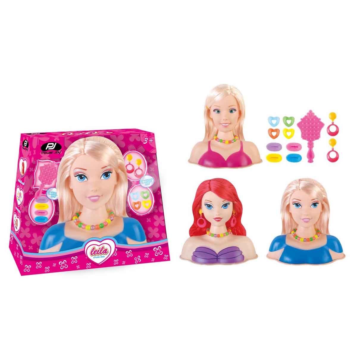 باور جوي ليلى رأس دمية تصفيف شعر 18.5 سم متنوعة للبنات، عمر 3-4 سنوات